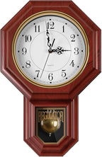 Regulator Wall Clock with Pendulum, Imitation Red Wood Plastic Wall Clock by Unknown