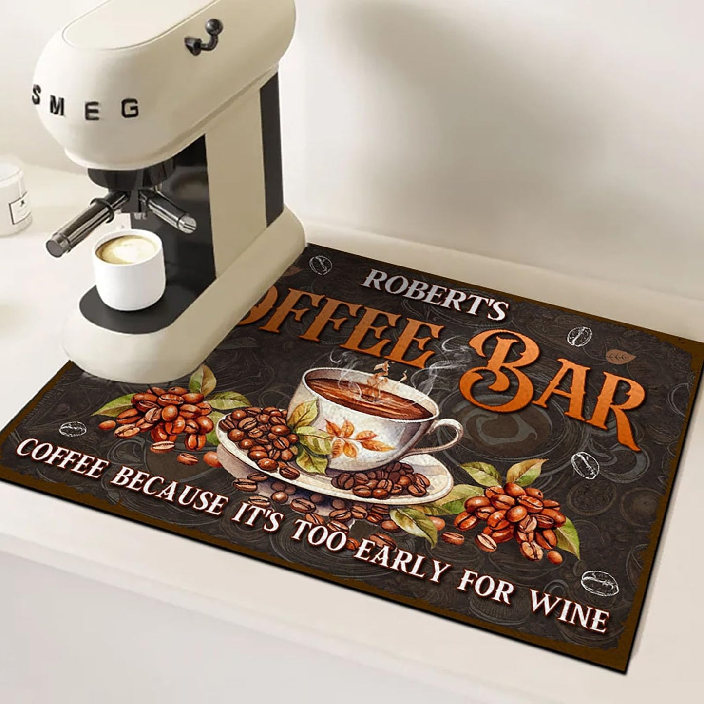 THUYPT Personalized Absorbent Coffee Mat for Counter, Coffee Drying Mat Coffee Bar Accessories, Kitchen Counter Coffee Maker Coffee Station Decoration (06)