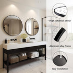 Sunniry Black Circle Mirror, Round Bathroom Mirror 20 inch, Round Wall Mirror - Image 3