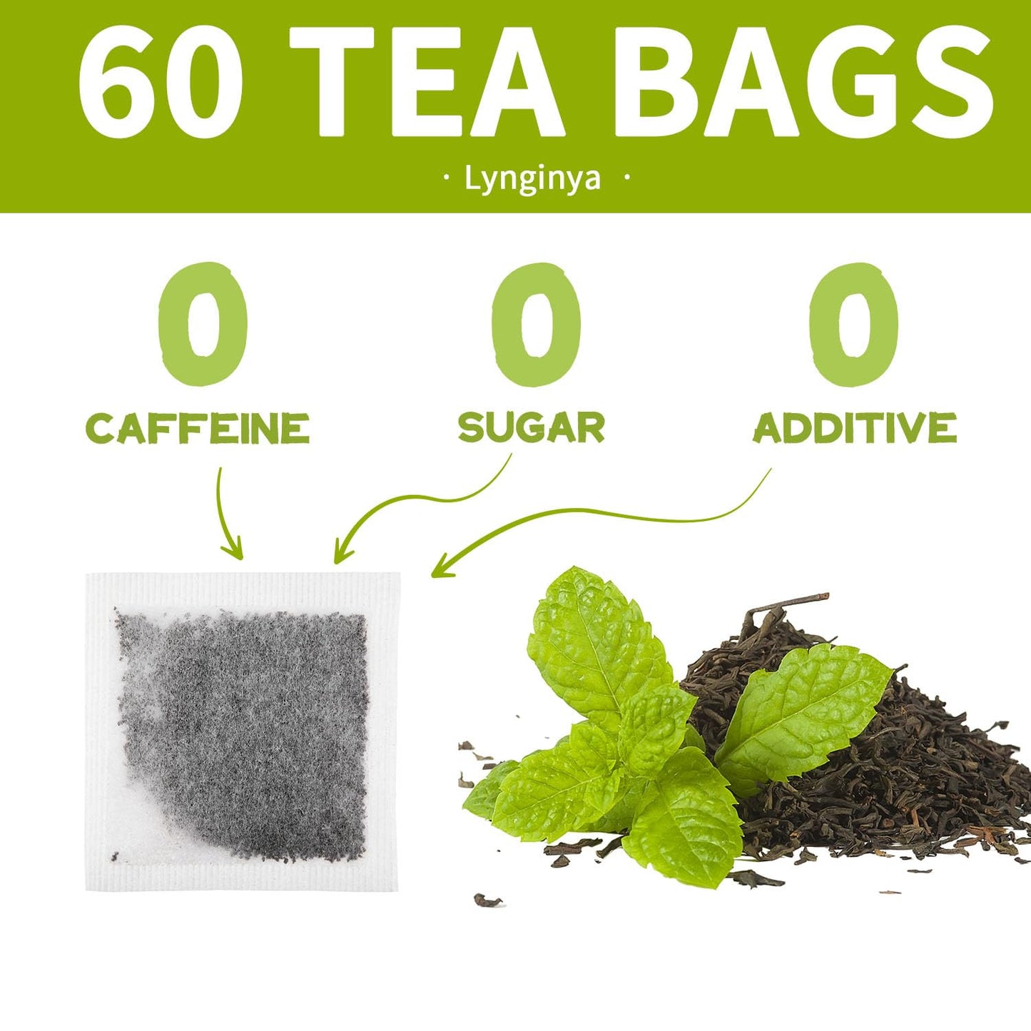 Lynginya Spearmint Tea, 60 Tea Bags - Premium Spearmint Leaves - Natural Herbal Tea - Refreshing & Minty - No Sugar & No Caffeine
