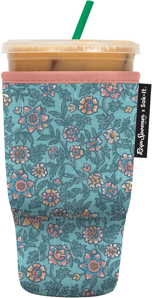Sok It JavaSok Iced Coffee & Cold Soda Insulated Neoprene Cup Sleeve (Reyn Spooner Wild Flowers, Large: 30-32oz)