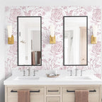 Yasinet Pink Floral Wallpaper Boho Peel and Stick Wallpaper Pink and White - Image 6