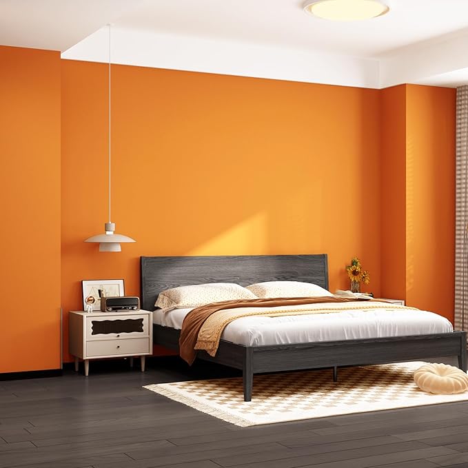 FUKU MON Vibrant Orange Peel and Stick Wallpaper 24" x 394" Solid Matte Contact - Image 3