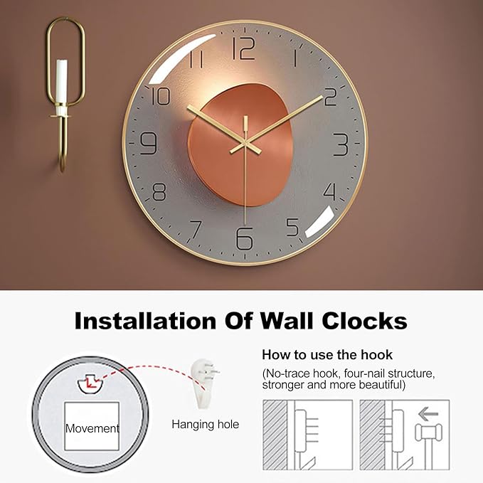 Ergocar Silent Modern Wall Art Deco Clock, Suitable - Image 6