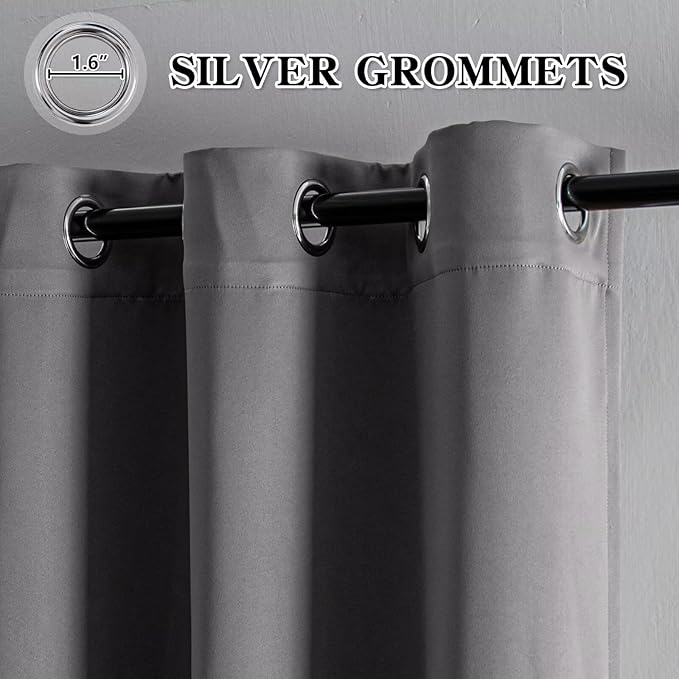 IGEMAEVE Light Grey Blackout Curtains 72 Inch Length 2 Panels Set, Grommet - Image 3