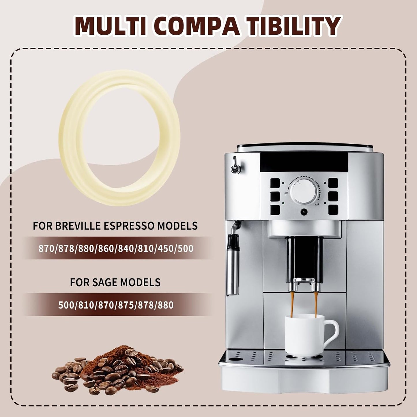 2 Pcs 2.1in/54mm Silicone Steam Ring,Replacement Gasket Seal Ring,Compatible with Breville Espresso Machine Parts Accessories 878/870/860/840/810/500/450/Sage500/870/875/880/810/878