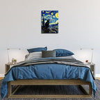 ALMLZL Framed Van Gogh The Starry Night Cat Canvas Wall Art Cute Funny Black - Image 5