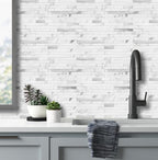 AULIGET Faux Stone Peel and Stick Backsplash, PVC Mixed Metal Wall Tiles Stick - Image 8
