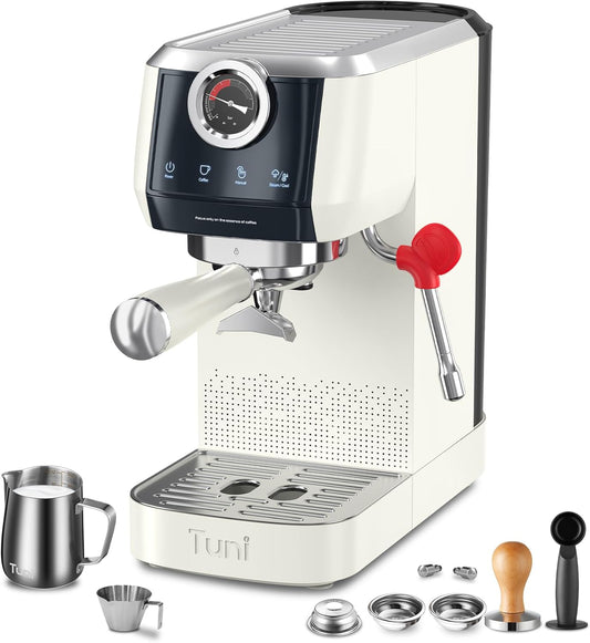 Tuni E2 58mm Espresso Machine 20Bar, Dual Boiler Espresso Maker with 10mm Steam Milk Frother, Semi-automatic Coffee Machine with UKLA Pump for Espresso,Cappuccino, Gift for Coffee Lover