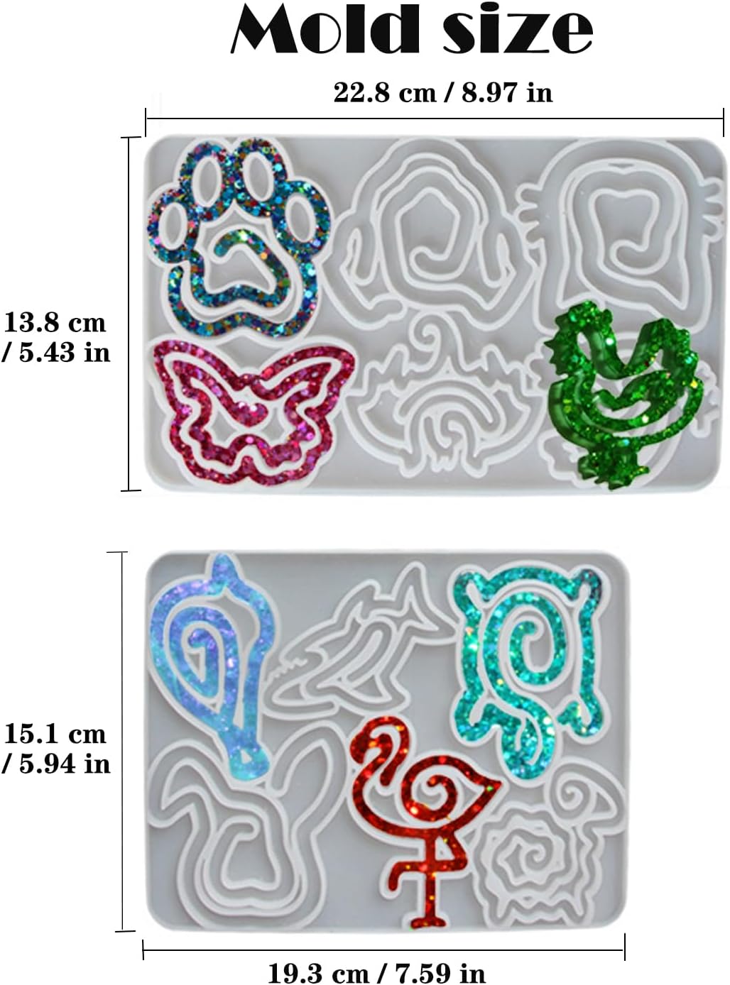 Animal Bookmark Silicone Mold Kit 12-in-1 - Cat Paw, Shark & Bat Shapes for Resin Memorial Art, Quick Release DIY Pet Keepsake Gifts (Animal Paperclip Mold)