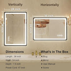 24x36 Inch Black Frame LED Bathroom Mirror - Image 8