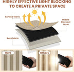 AJAZZ Blackout Accordion Door Curtain 98"x84" Cream Yellow - Image 3