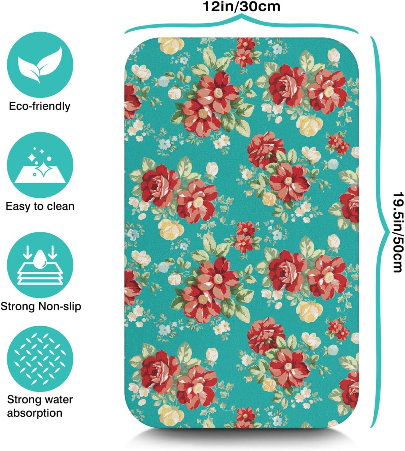 Dish Drying Mat for Kitchen Counter 20x12in Washable Quick Dish Drying Pad Rubber Backed Absorbent Draining Mat Fit Kitchen Counter,Bar,Under Sink,Dishes,Utensils,Dish Rack