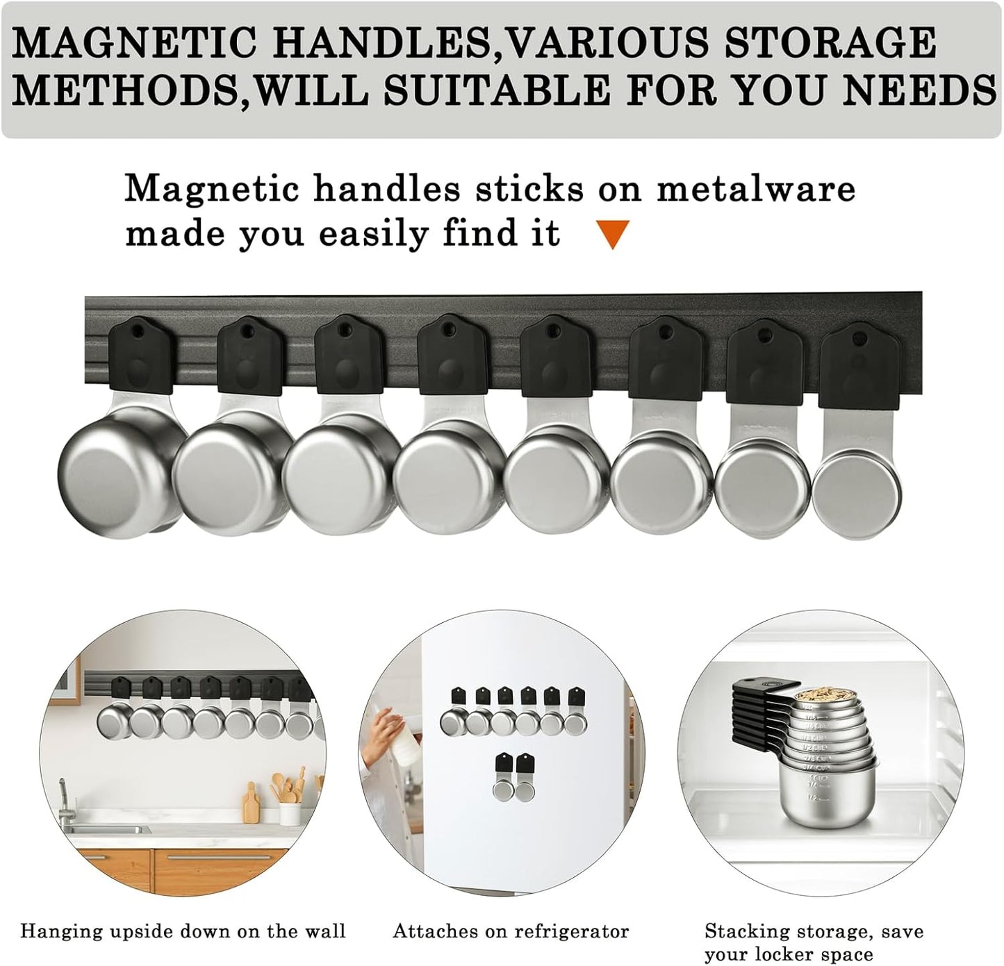 Magnetic Measuring Cups Set 8 Stainless Steel Stackable Nesting Measuring Cups for Measuring Dry and Liquid Ingredients