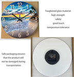 Beach Clocks Wall Decor Glass Modern Coastal Wall Clock Silent Non Ticking Blue - Image 6