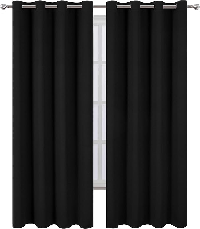 LEMOMO Blackout Curtains 66 x 95 inch/Black Curtains Set of 2 Panels/Thermal - Image 2