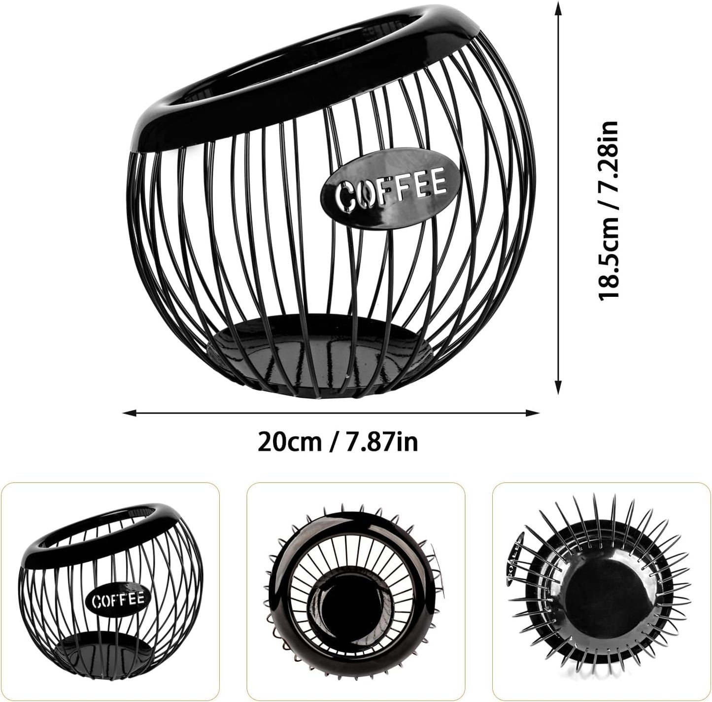 Stainless Steel Cup Coffee Basket pods holder Sturdy for Home or Office Kitchen Counter Organizer Espresso Capsule (BLACK)