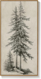 Framed Vertical Vintage Sketch Tree Living Room Wall Art, Large Black Beige - Image 9