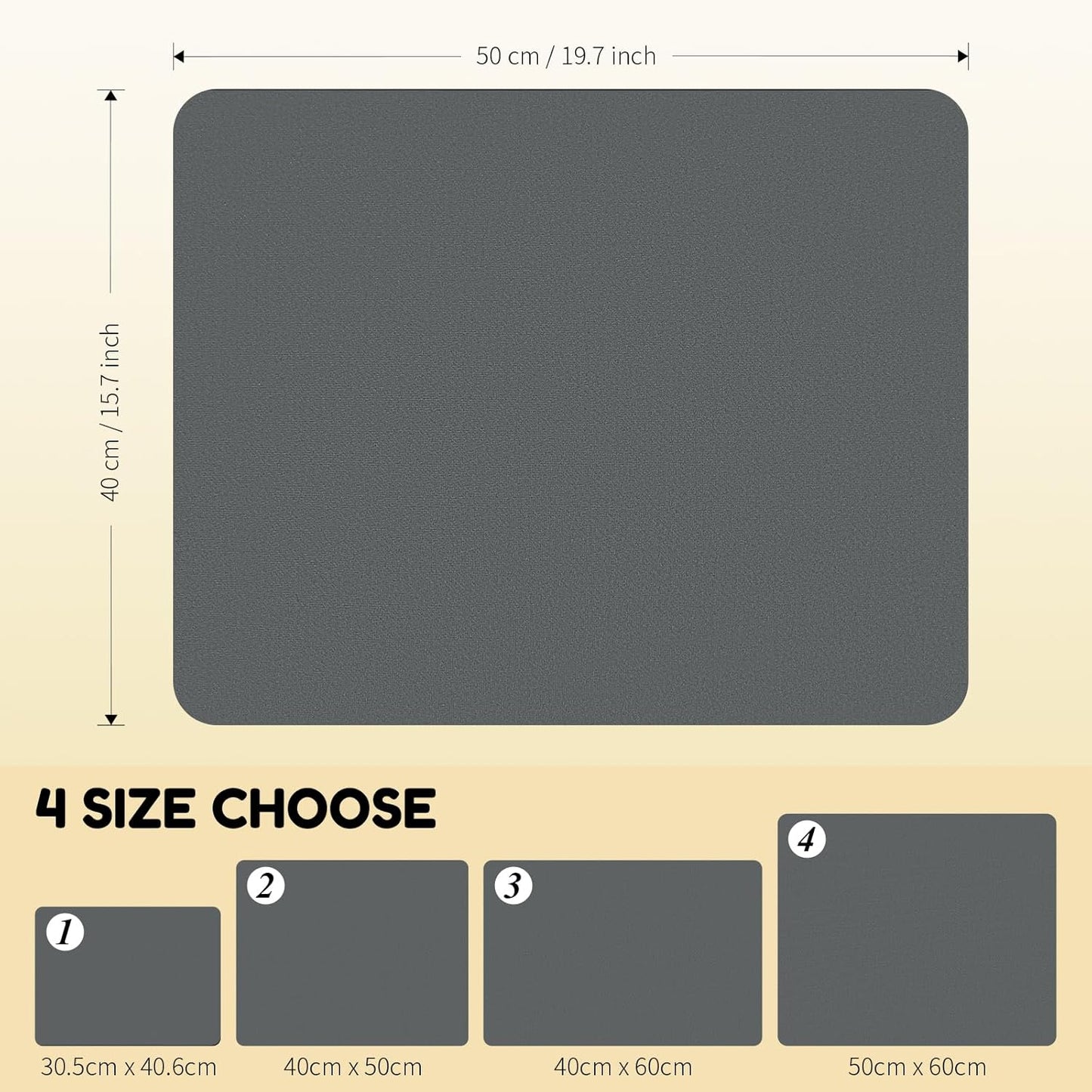 Coffee Mat Hide Stain Rubber, Coffee Bar Accessories Fit Under Espresso Machine CoffeeMaker Coffeepot, Backed Absorbent Dish Drying Mat for Kitchen Counter(Dark Gray, 40cm×50cm)