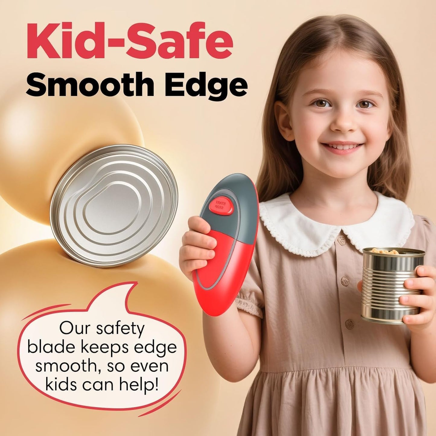 One Touch Electric Can Opener Open Almost Can with Smooth Edge, Electric Can Openers for Kitchen Food-Safe Magnetic Catches Cover, Electric Can Opener for Seniors, Arthritis and Chef