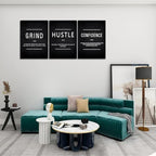 KAWAHONE Motivational Success Canvas Wall Art, Grind Hustle Confidence Wall - Image 3