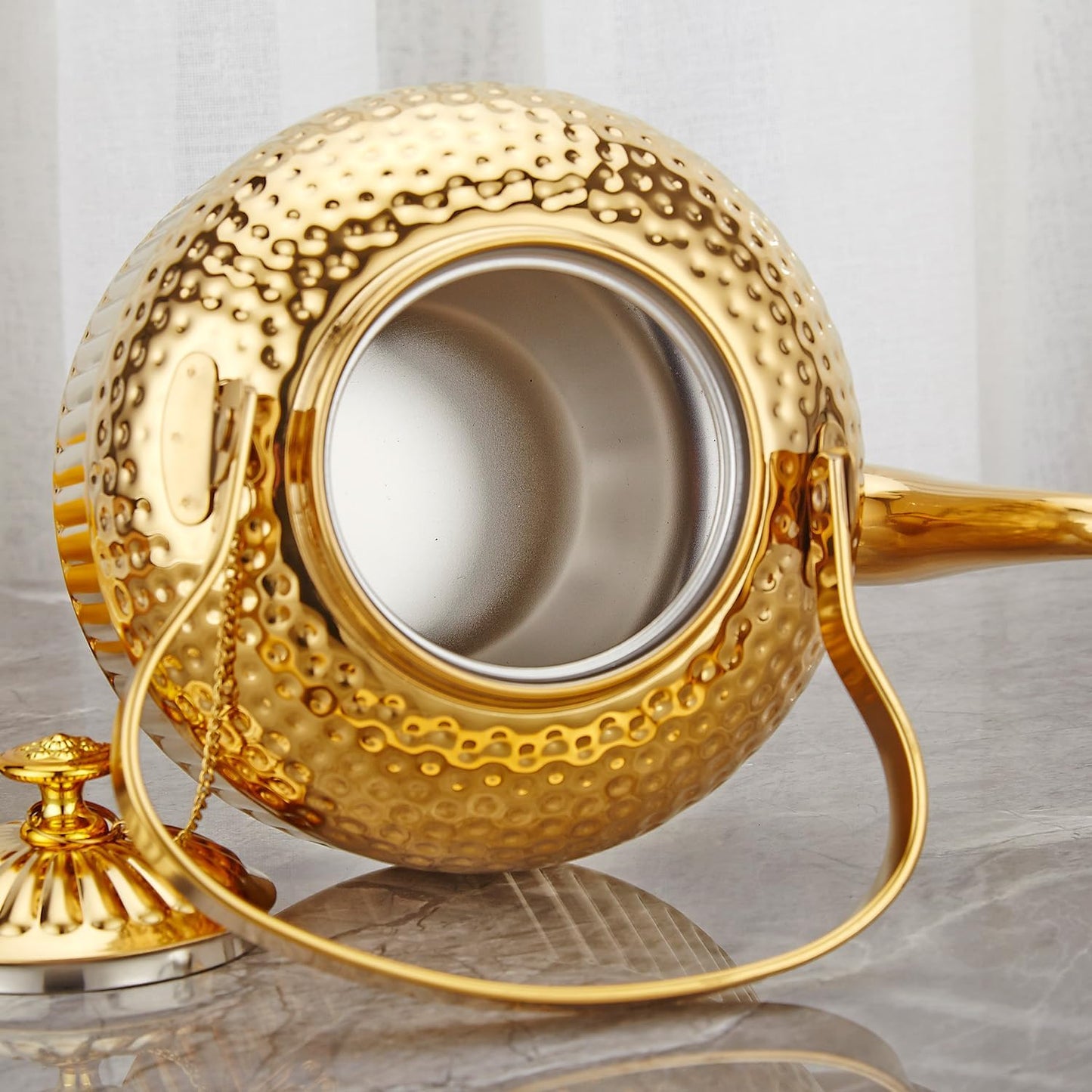 SANQIAHOME Antique 1.2L (40Oz) Stainless Steel Teapot with Infuser Gold