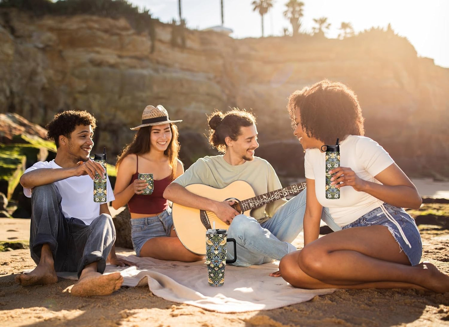 RainCaper 18/8 Stainless Steel Insulated Water Tumbler with Straw | 30oz, BPA-Free, Double Wall for Hot & Cold | Travel-Friendly, Cup Holder Ready (William Morris Morris Strawberry Thief)