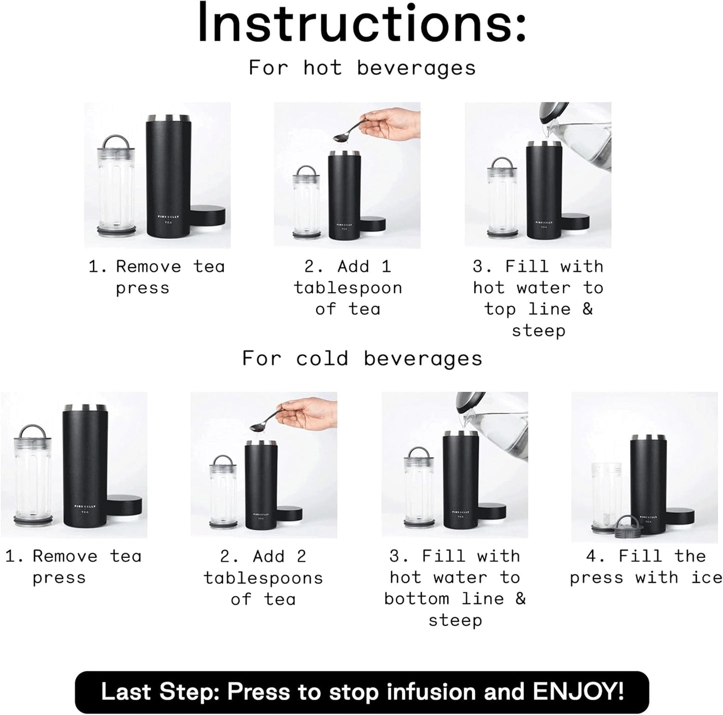 Firebelly Tea, Travel Tea Infuser Mug with Strainer, Insulated Tumbler for Loose Leaf Tea or Coffee, Leakproof Bottle for Hot or Iced Drinks, Stainless Steel Thermos with Lid, Mer