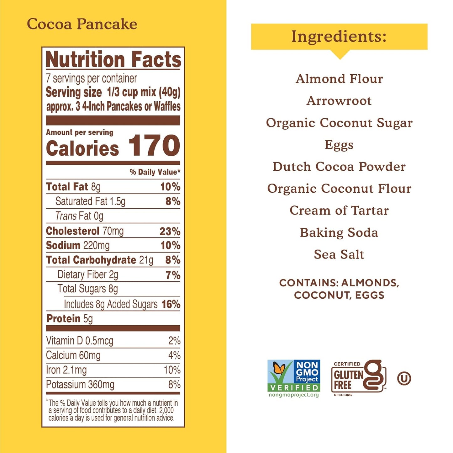 Simple Mills Cocoa Pancake and Waffle Mix, Just add Water, Gluten Free, Paleo Friendly, Breakfast, 10 oz (3 pack)