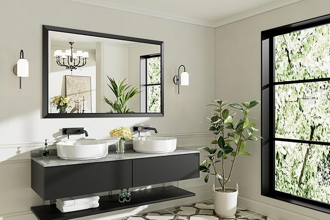Briivue 55x36 Inch Black Bathroom Mirror - Image 9