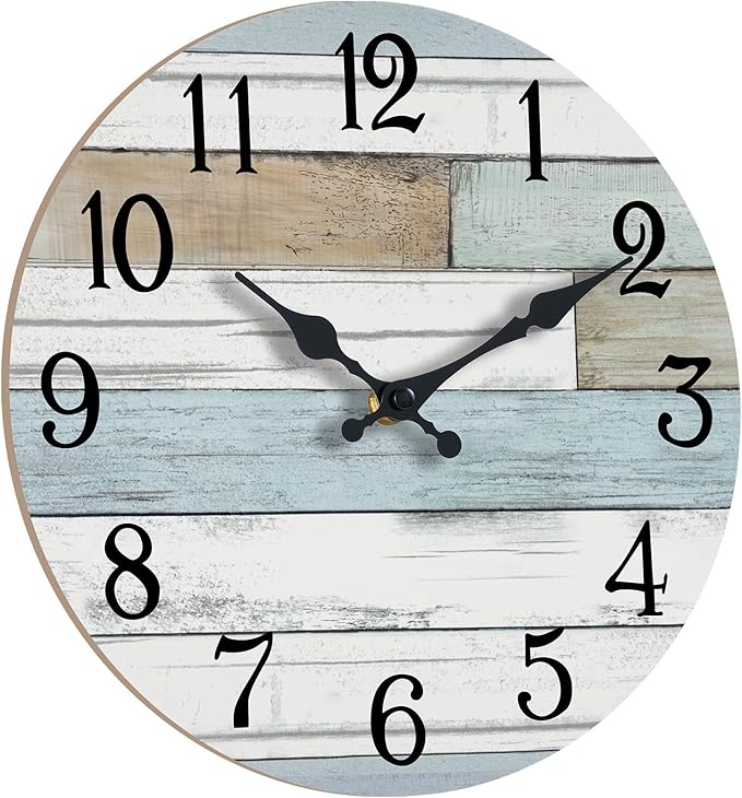 KECYET Wall Clock Battery Operated 10 Inch Silent Non Ticking Coastal Design - Image 3