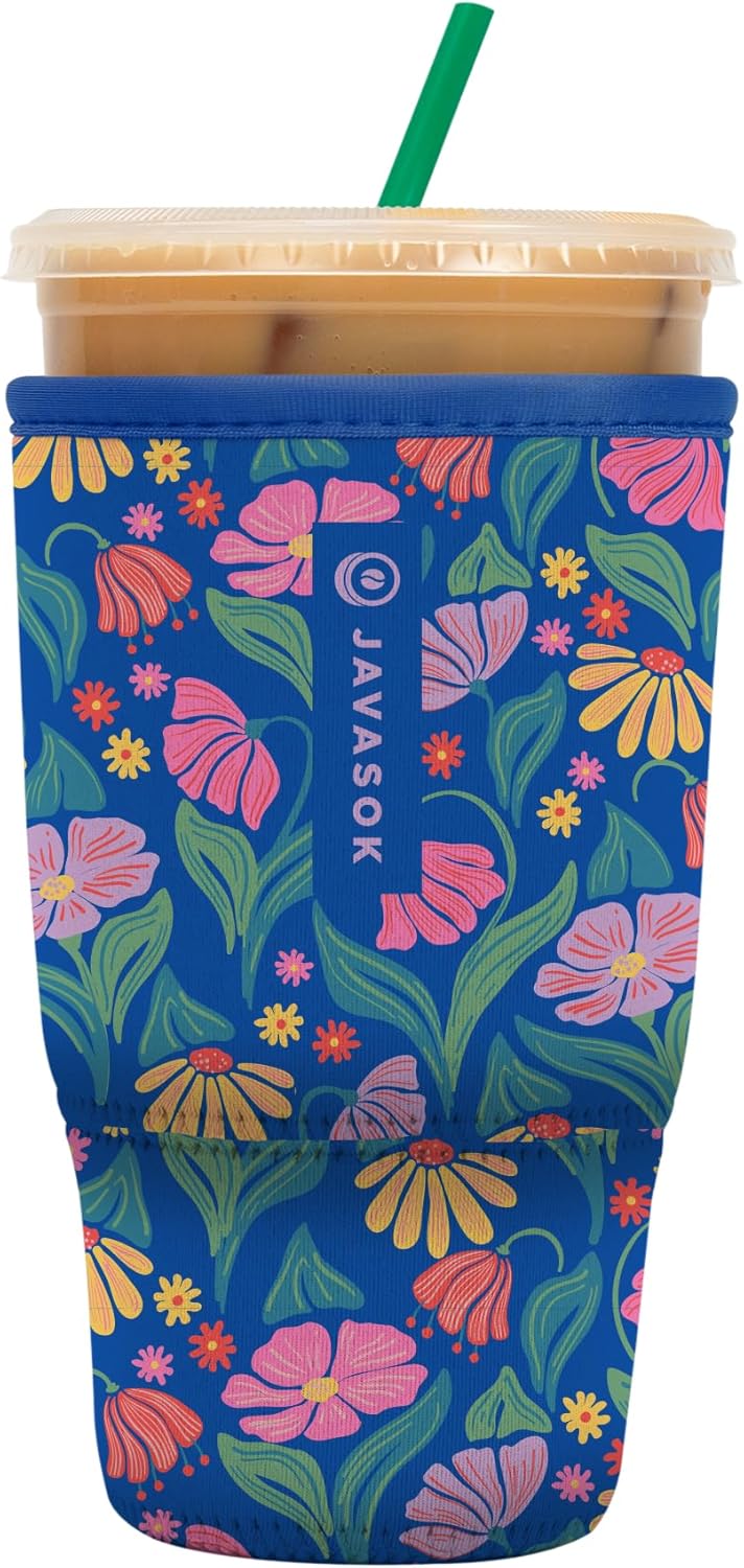 Sok It JavaSok Iced Coffee & Cold Soda Insulated Neoprene Cup Sleeve (Fairy Flora, Large: 30-32oz)