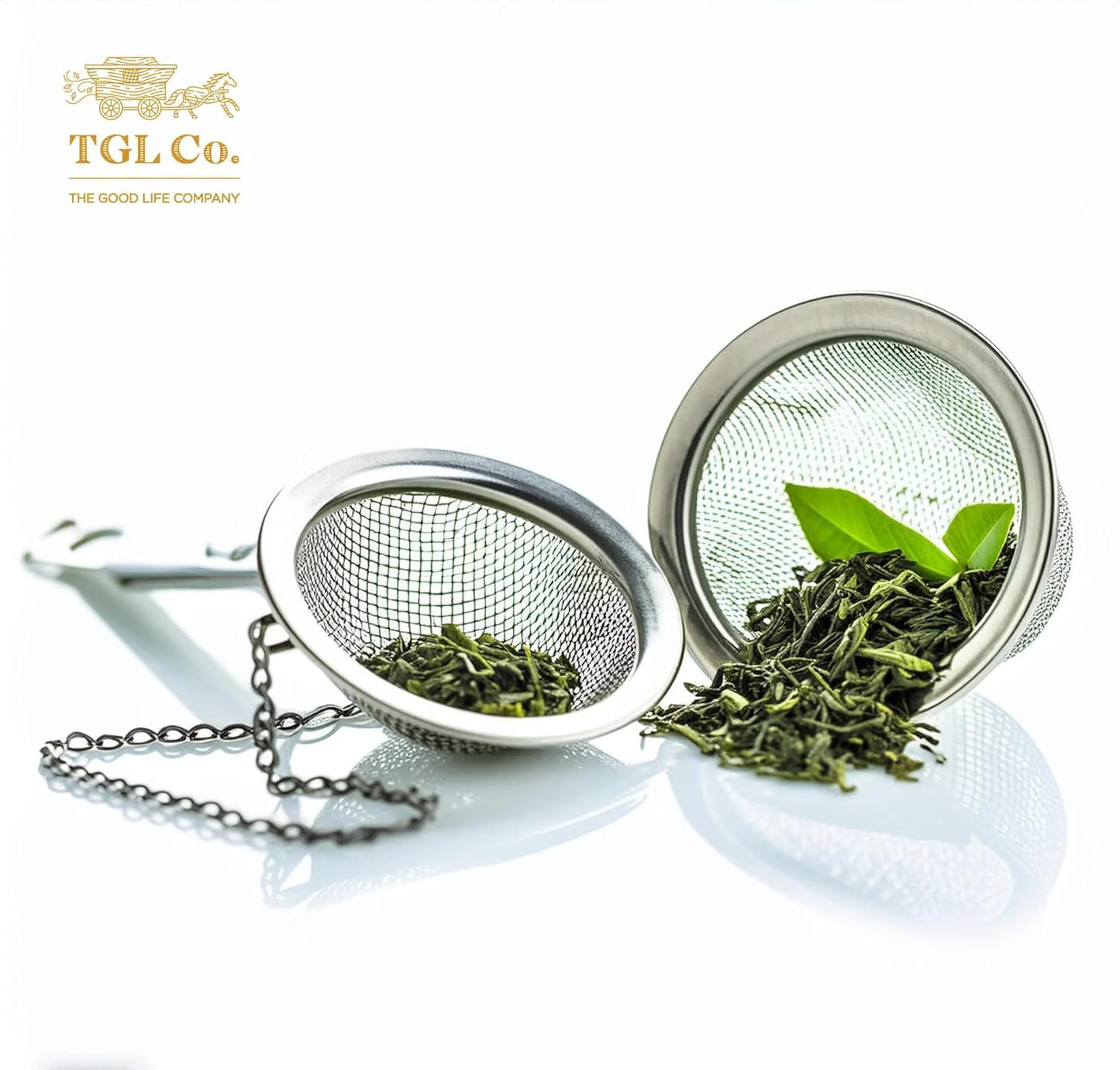 TGL Co. Stainless Steel Ball Tea Infuser | Durable Teapot Green Tea Filter | Perfect for Loose Leaf Tea Brewing