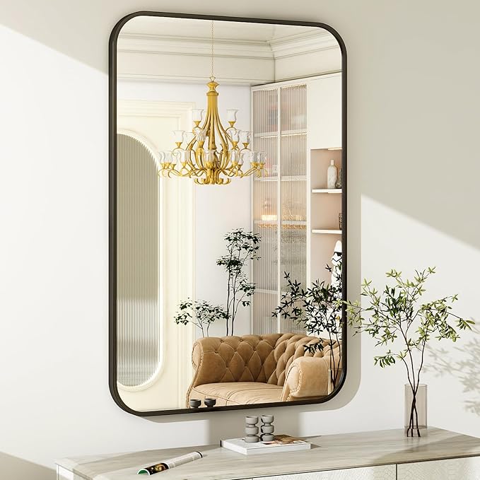 Easly 30 x 40 Inch Bathroom Mirror, Rounded Rectangular Vanity Mirror - Image 4