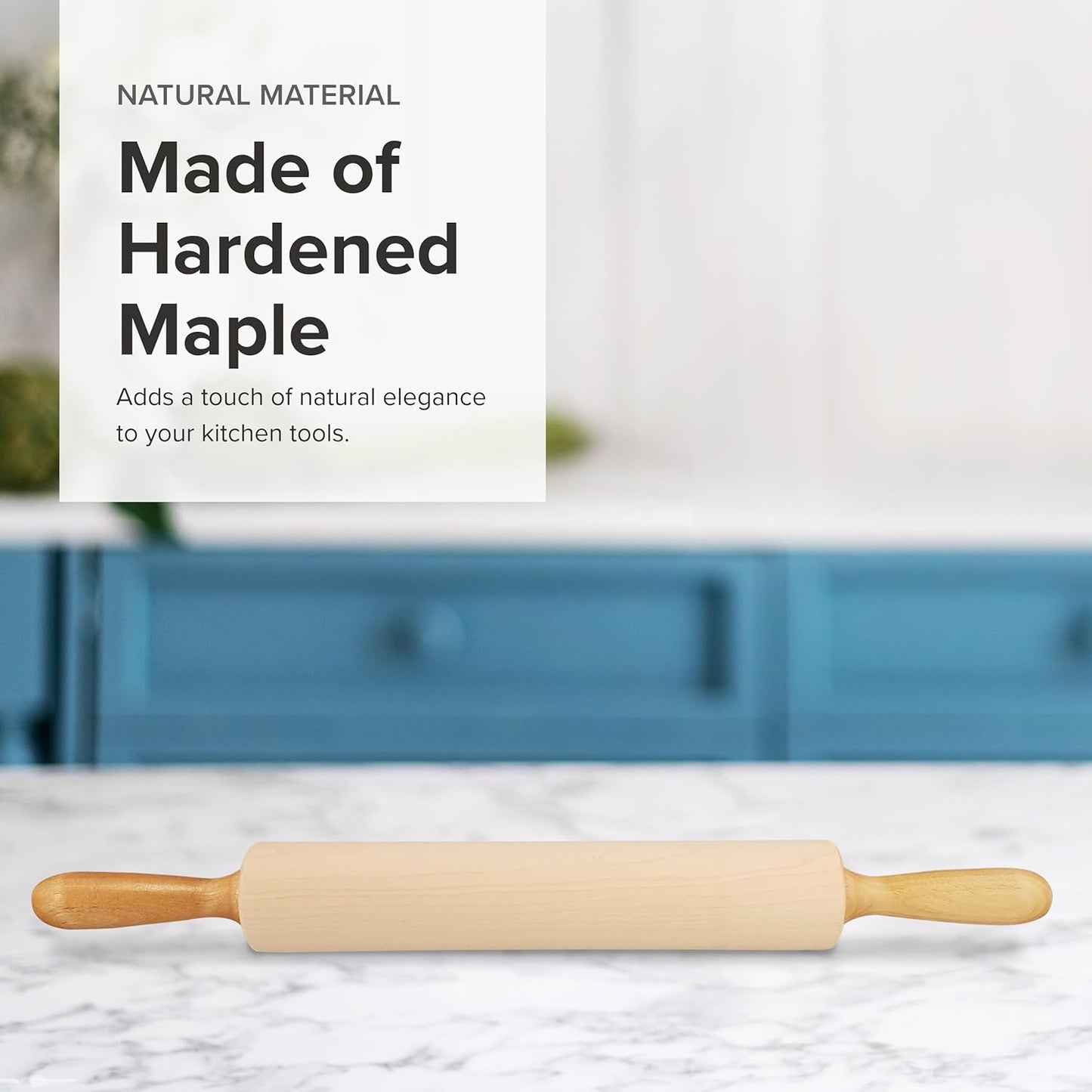 Frieling Crafted in the USA Maple Rolling Pin with Handles - Classic Rolling Pin for Baking - 2.4 x 12-Inch Barrel - Dough Roller