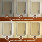 24x32 Inch Black Framed LED Bathroom Mirror - Image 3