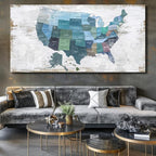 Wall Decor Map Canvas Wall Art for Wall Decoration Wood Background USA Canvas - Image 6