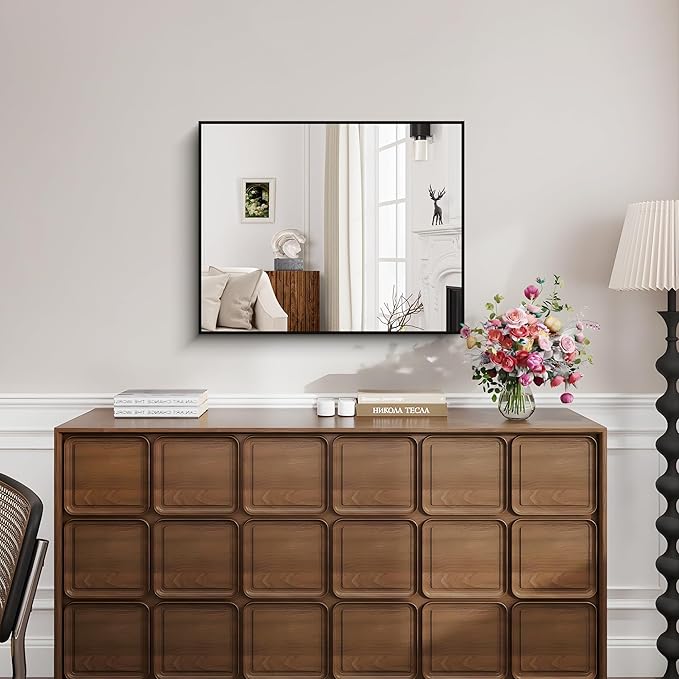 KOCUUY Black Mirror, 24x30 Inch Rectangle Bathroom Mirror - Image 6