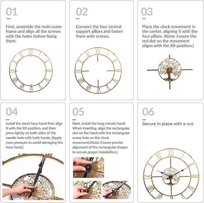 48 Inch Large Wall Clock for Living Room – Bronze Metal Clock - Image 5