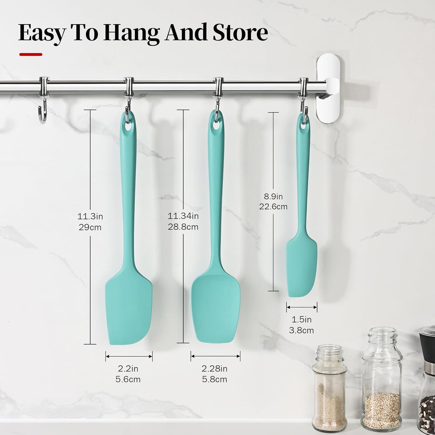 600ºF Heat Resistant Spatulas, High Heat Food Safe Semless Kitchen Silicone Scraper Set for Cooking Baking Mixing Scraping Stirring Nonstick Cookware Pan Bowl (3Pcs,Turquoise)