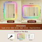 24x36 Inch Gold Framed LED Bathroom Mirror - Image 2