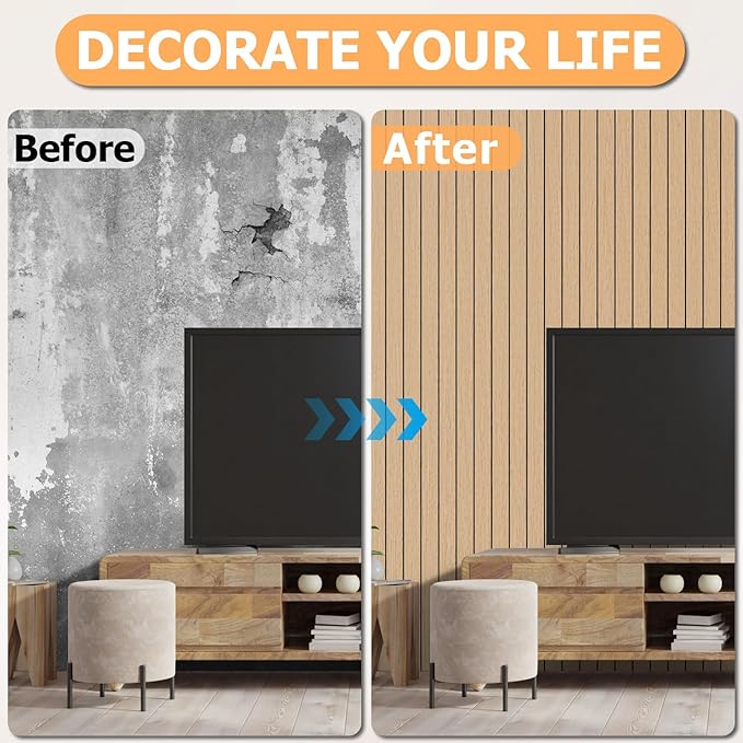 Arthome Peel and Stick Slat Wall Panels 15.7 "x400, Self-Adhesive PVC Wood - Image 7