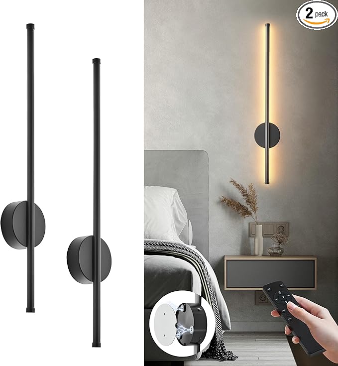 Battery Operated Modern Wall Sconces Set of Two, Rechargeable Wireless Wall by KARTOOSH