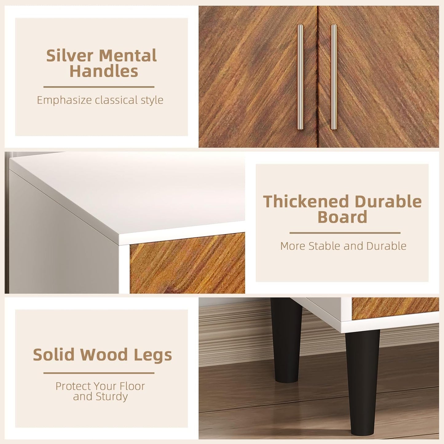 4 EVER WINNER 55" Sideboard Buffet Cabinet with Storage, Coffee Bar Cabinet with Adjustable Shelves, Kitchen Storage Cabinets with 4 Doors for Kitchen, Dining Room