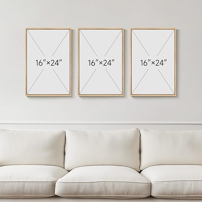 Framed Botanical Wall Art for Living Room, 3 Piece Neutral Sage Green - Image 3