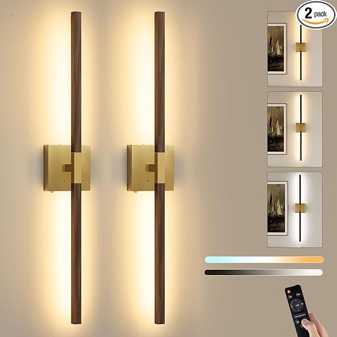 Rayogale Rechargeable Battery Operated Wall Sconce Set 2, 8000mAh Cordless by Rayogale
