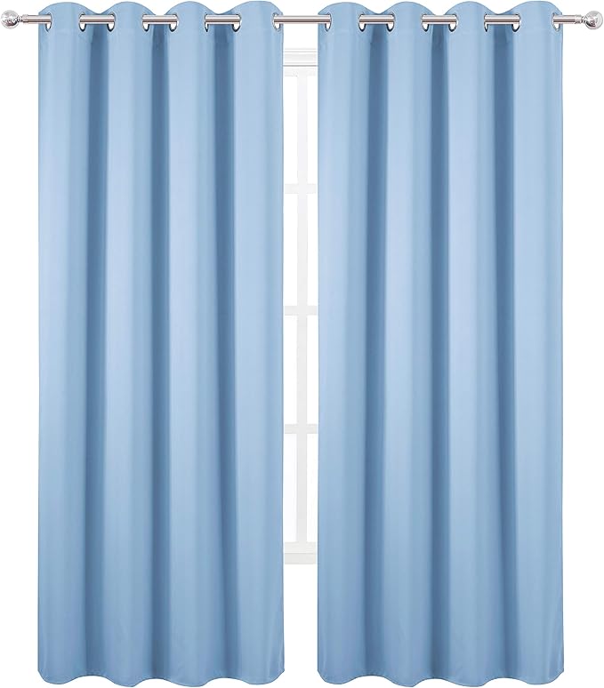 LEMOMO Sky Blue Thermal Blackout Curtains/52 x 84 Inch/Set of 2 Panels Room - Image 2