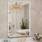 LOAAO 28x36 Inch White Metal Framed Bathroom Mirror by LOAAO