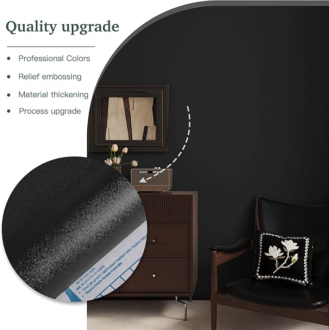 Dimoon 118''x23.6'' Peel and Stick Wallpaper Black Contact Paper - Image 8