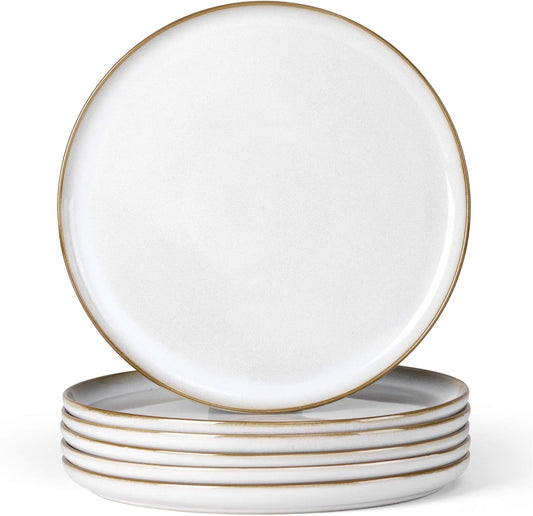 Herogo Ceramic 10.43 Inch Dinner Plates Set of 6, Stoneware Dinner Plate Set, Double Reactive Glaze Large Dinnerware Plates for Kitchen, Microwave, Oven & Dishwasher Safe, Ivory White
